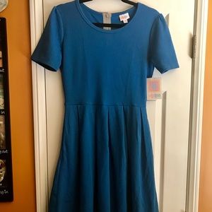 Rare LuLaRoe Solid Blue Dress, Size Medium